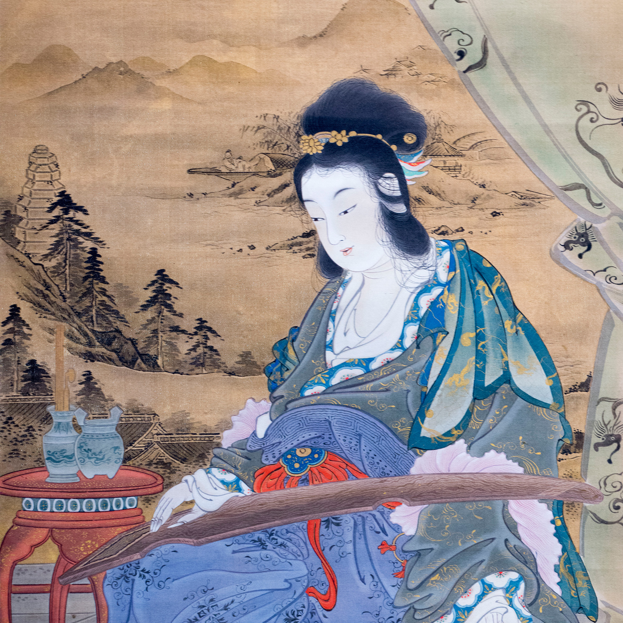 真作/吉川霊華/唐美人図/美人画/人物図/大和絵/掛軸☆宝船☆AF-245 三郎/唐美人図/美人画/美人/天平美人/掛軸☆宝船☆AC-757の通販