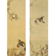 宋紫石「柳に白頭翁・桃に金鳩図」0_1