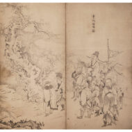 曽我蕭白「中国人行軍図屏風（二曲一隻）」1-1